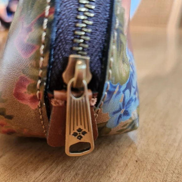 Patricia Nash Floral Print Leather Cosmetic Pouch Evening Bag - Picture 4 of 8